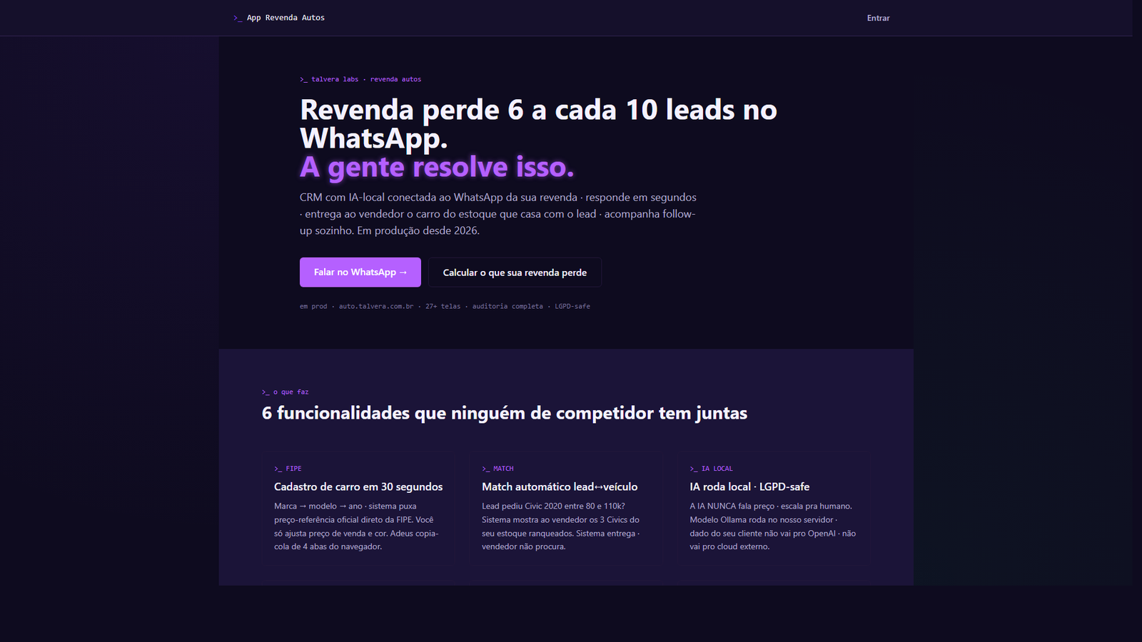 App Revenda Autos — landing